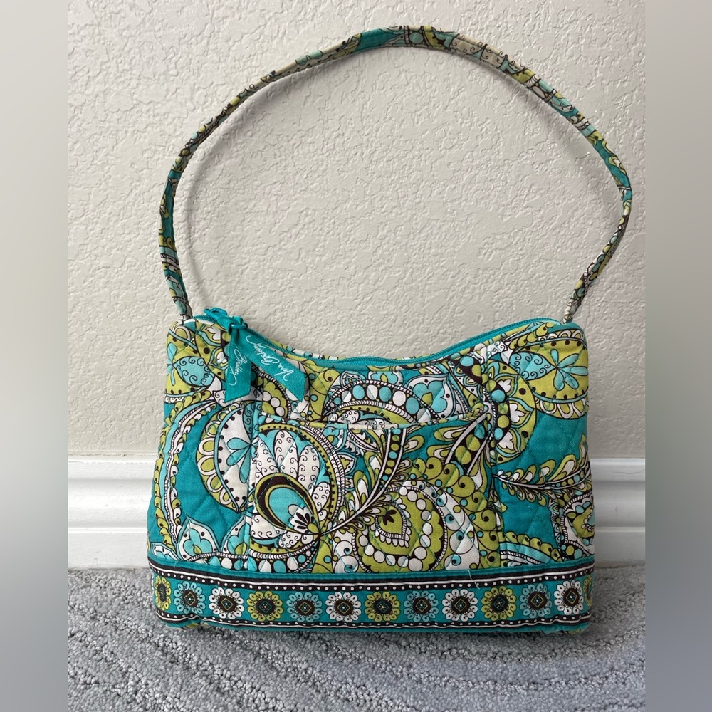 Vera Bradley Teal Paisley discontinued cotton shoulder bag